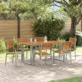 Ensemble de salle à manger de jardin 7 pièces en bois d'acacia massif et métal