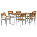Ensemble de salle à manger de jardin 7 pièces en bois d'acacia massif et métal