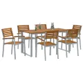 Ensemble de salle à manger de jardin 7 pièces en bois d'acacia massif et métal