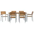 Ensemble de salle à manger de jardin 7 pièces en bois d'acacia massif et métal