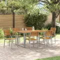 Ensemble de salle à manger de jardin 7 pièces en bois d'acacia et métal