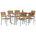 Ensemble de salle à manger de jardin 7 pièces en bois d'acacia et métal