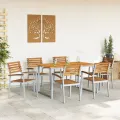 Ensemble de salle à manger de jardin 7 pièces en bois d'acacia et métal