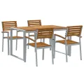 Ensemble de salle à manger de jardin 5 pièces en bois massif d'acacia et métal