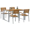 Ensemble de salle à manger de jardin 5 pièces en bois massif d'acacia et métal