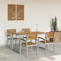 Ensemble de salle à manger de jardin 5 pièces en bois massif d'acacia et métal