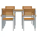 Ensemble de salle à manger de jardin 5 pièces en bois massif d'acacia et métal