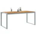 Table de repas d'extérieur  Grise 180x90x75 cm Acier et Bois massif Acacia