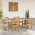 Table de repas d'extérieur  Grise 180x90x75 cm Acier et Bois massif Acacia