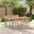 Ensemble de salle à manger de jardin 5 pièces en bois massif d'acacia et métal