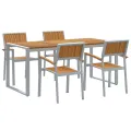 Ensemble de salle à manger de jardin 5 pièces en bois massif d'acacia et métal