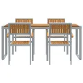 Ensemble de salle à manger de jardin 5 pièces en bois massif d'acacia et métal