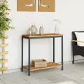 Table extérieure Naturel & Noir 35x80x75 cm en Bois et Acier