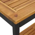 Table extérieure Naturel & Noir 35x80x75 cm en Bois et Acier