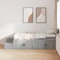 Cadre de Lit de Stockage Gris Sonoma 100x200 cm