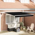 Store rétractable manuel  avec LED noir 350x250 cm