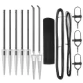 Kit de poteaux de clôture en acier Ensemble de 2 Gris Métal, Maille
