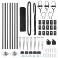 Kit de poteaux de clôture en acier Ensemble de 2 Gris Métal, Maille