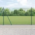 Clôture en fil soudé avec 13 poteaux flasques verts 1,5x50 m en acier