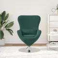Chaise Œuf en Velours Vert Foncé