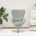Fauteuil œuf en velours gris clair