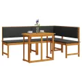 Ensemble Bistro de Jardin 3 Pièces avec Coussins en Bois d'Acacia Massif