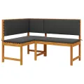 Ensemble Bistro de Jardin 3 Pièces avec Coussins en Bois d'Acacia Massif