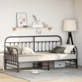 Cadre de lit daybed  avec lit gigogne Noir 90x190 cm en acier