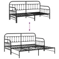 Cadre de lit daybed  avec lit gigogne Noir 90x190 cm en acier