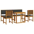 Ensemble de jardin 5 pièces  avec coussins en acacia massif