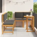 Ensemble de jardin 5 pièces  avec coussins en acacia massif
