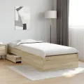 Lit de cadre  en chêne Sonoma 90x190 cm en bois d'ingénierie