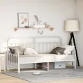 Cadre de lit daybed  avec lit gigogne Blanc 75x190 cm Acier