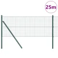 Clôture en Fil Soudé avec 13 Poteaux Vert 0,8x25 m Acier