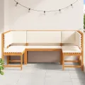 Ensemble de banc de jardin 5 pièces avec coussins en bois d'acacia