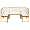 Ensemble de banc de jardin 5 pièces avec coussins en bois d'acacia