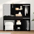 Table de Maquillage LED avec 2 Armoires Chêne Noir Bois d'Ingénierie