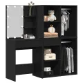 Table de Maquillage LED avec 2 Armoires Chêne Noir Bois d'Ingénierie