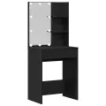 Table de Maquillage LED avec 2 Armoires Chêne Noir Bois d'Ingénierie