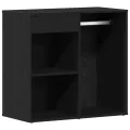Table de Maquillage LED avec 2 Armoires Chêne Noir Bois d'Ingénierie