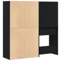 Table de Maquillage LED avec 2 Armoires Chêne Noir Bois d'Ingénierie