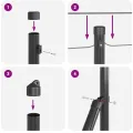 Kit de Poteaux de Clôture Gris Ensemble de 2 Gris Métal, PVC