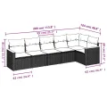 Salon de jardin 6 pcs avec coussins noir résine tressée