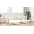 Sofa lit au sol 2-en-1 Crème 213x144x60 cm Velours