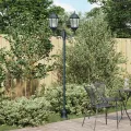 Lampadaire de jardin  à 2 lampes E27 Vert 220 cm en aluminium
