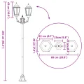 Lampadaire de jardin  à 2 lampes E27 Vert 220 cm en aluminium