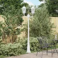 Poteau de lumière de jardin 2 lampes E27 Blanc 235 cm Aluminium