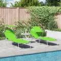 Chaises Longues Pliantes 2 pcs avec Auvent Vert Tissu Oxford 600D