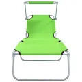 Chaises Longues Pliantes 2 pcs avec Auvent Vert Tissu Oxford 600D