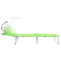 Chaises Longues Pliantes 2 pcs avec Auvent Vert Tissu Oxford 600D